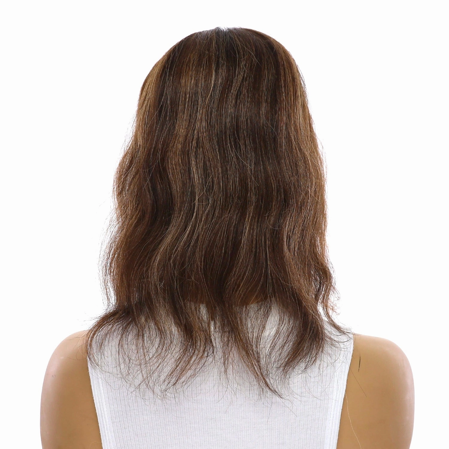 14" Topaz Lace Top Topper Dark Brown w/ Highlights Wavy