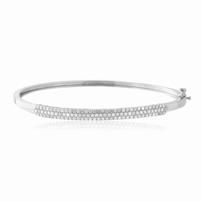 1 Carat Diamond Hinge Bangle 60mm in Sterling Silver