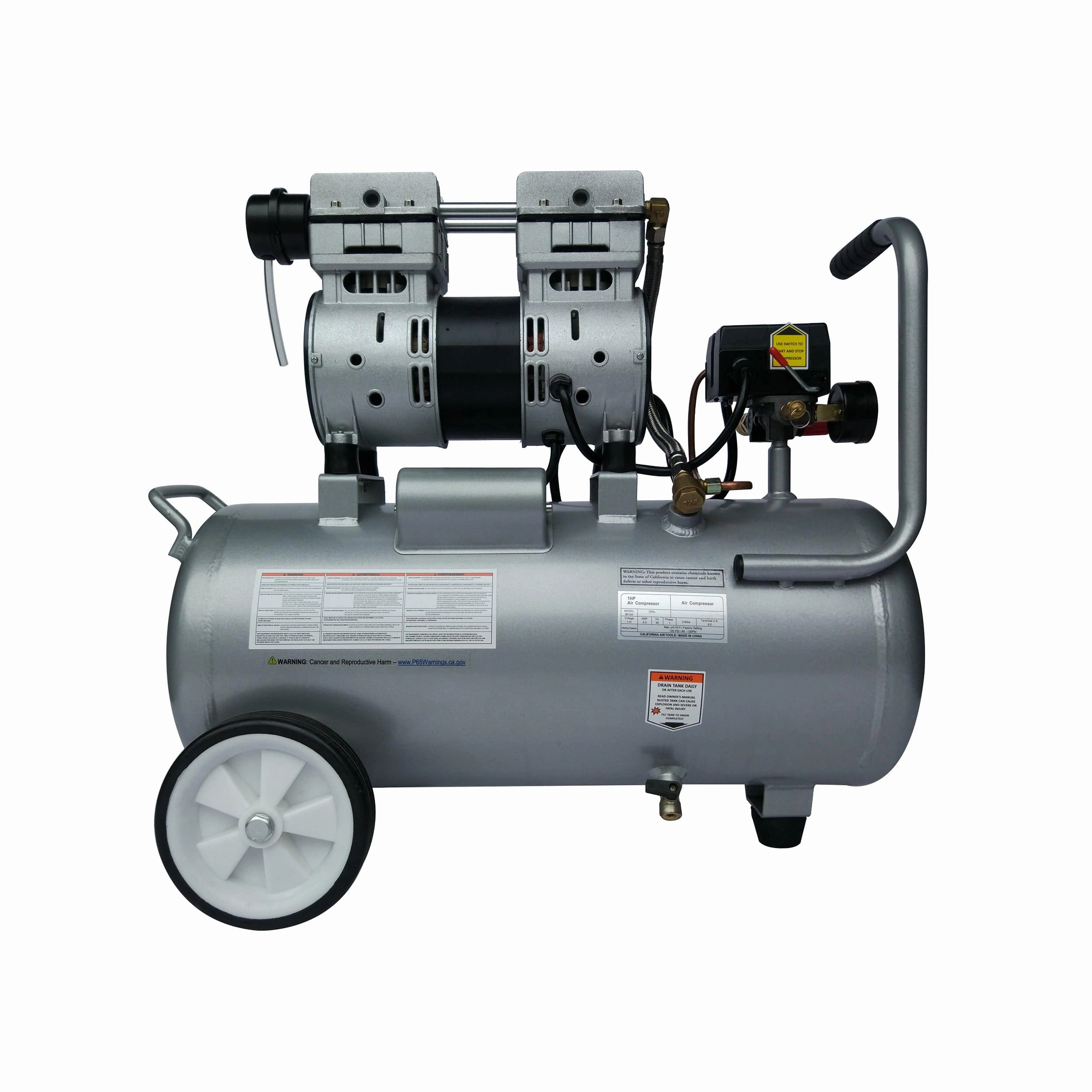 1HP 8 Gallon Oil-Free Aluminum Tank Air Compressor