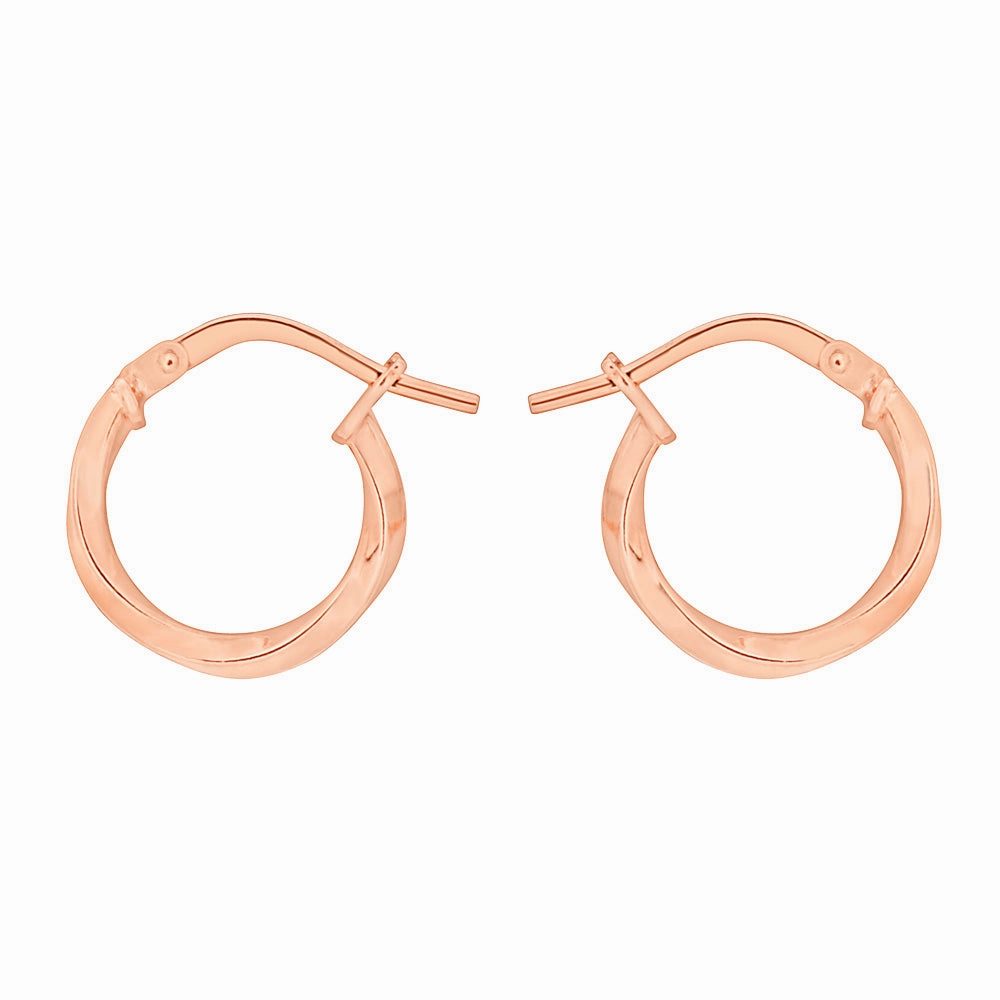 9ct Rose Gold Silver Filled 10mm Twist Hoop Earrings