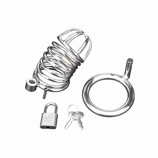 Blue Line - Deluxe Metal Chastity Cock Cage (Silver)
