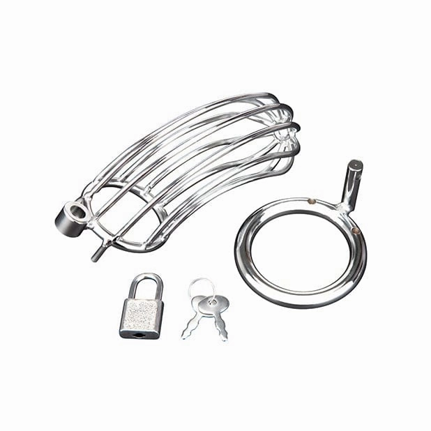 Blue Line - Prisoner Metal Chastity Cock Cage (Silver)
