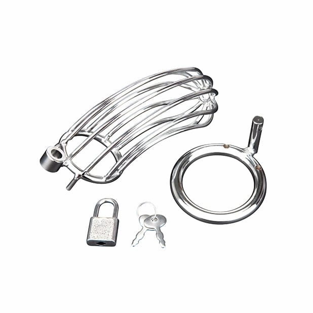 Blue Line - Prisoner Metal Chastity Cock Cage (Silver)