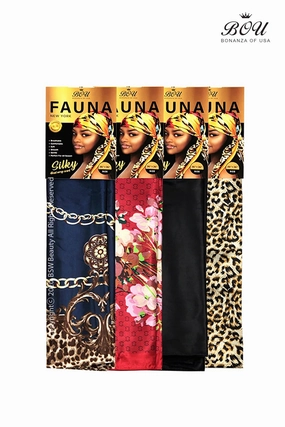 BOU FAUNA NEW YORK SILKY HEAD WRAP SCARF 36" X 36"- 10 TYPE