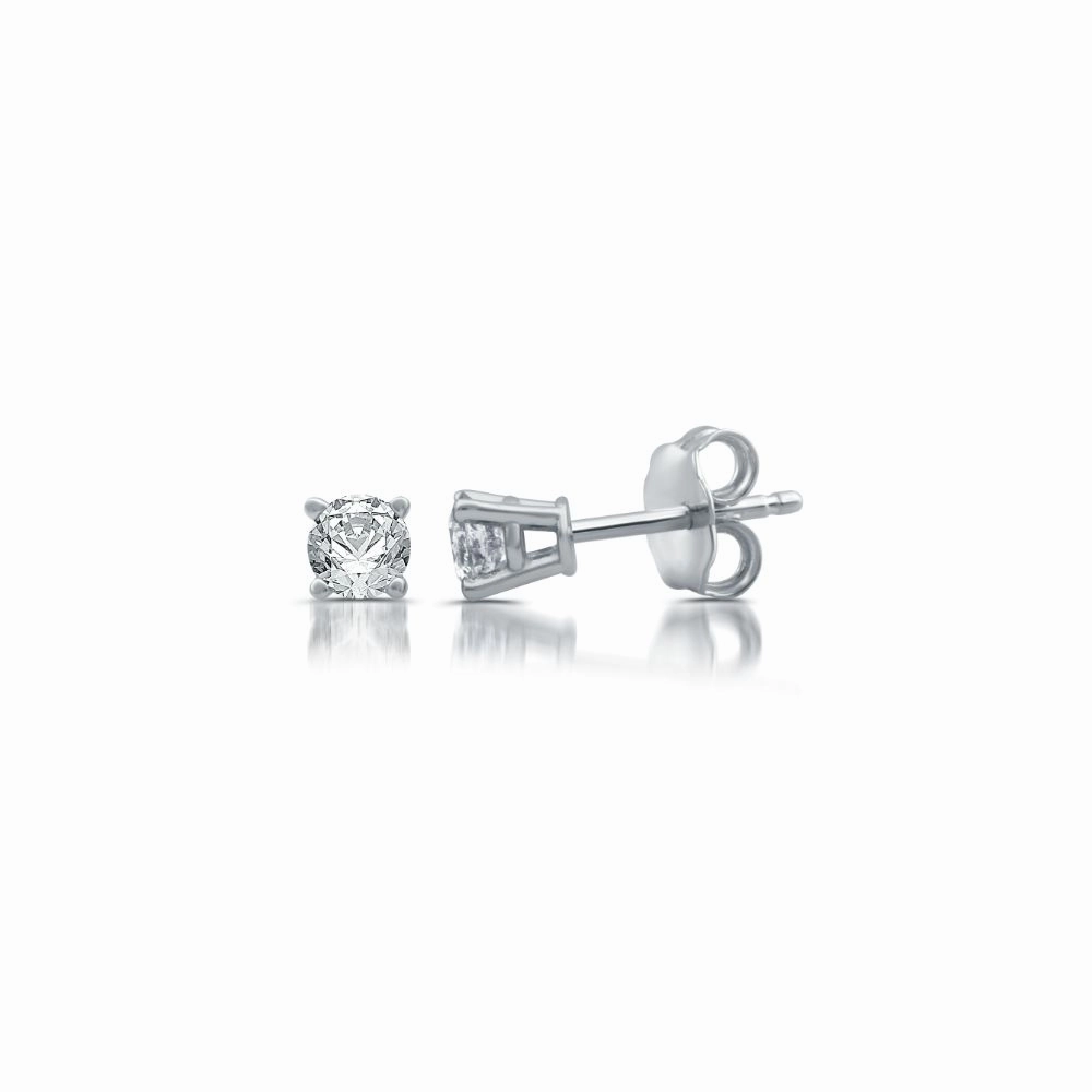 Brilliance Fine Jewelry Women 1/4 T.W. Diamond 10 Kt White Gold Stud Earrings 0.25 Carats