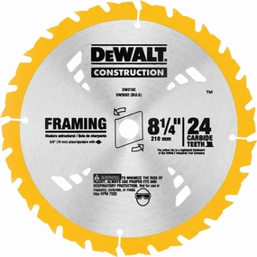 DEWALT DW3182-8-1/4" 24T Carbide Framing Circular Saw Blade