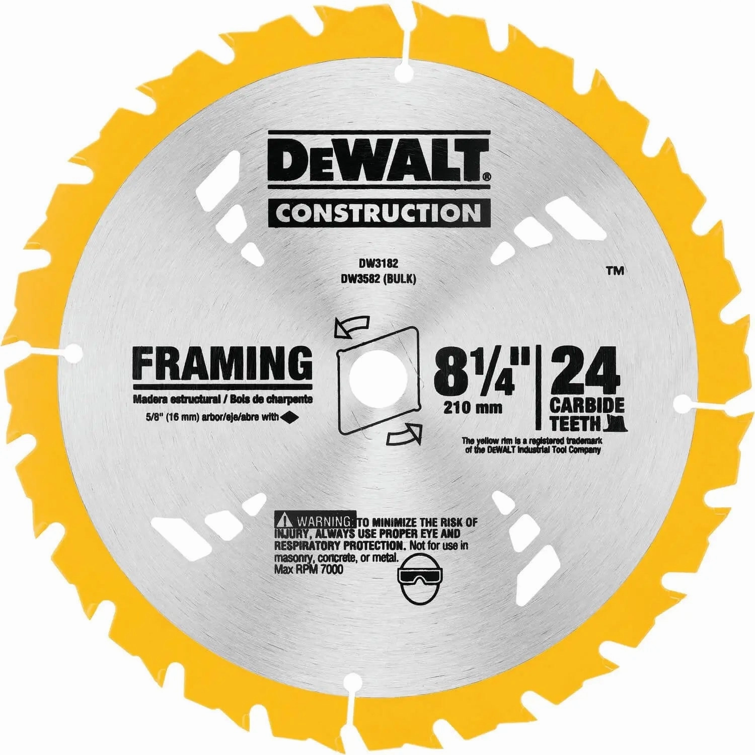 DEWALT DW3182-8-1/4" 24T Carbide Framing Circular Saw Blade