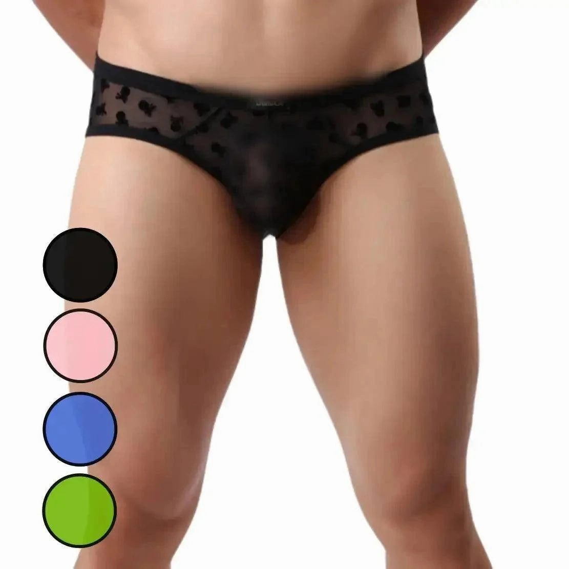 DomiGe Men's Mesh Briefs with Velvet Flocking & Sheer Design | Luxe Support