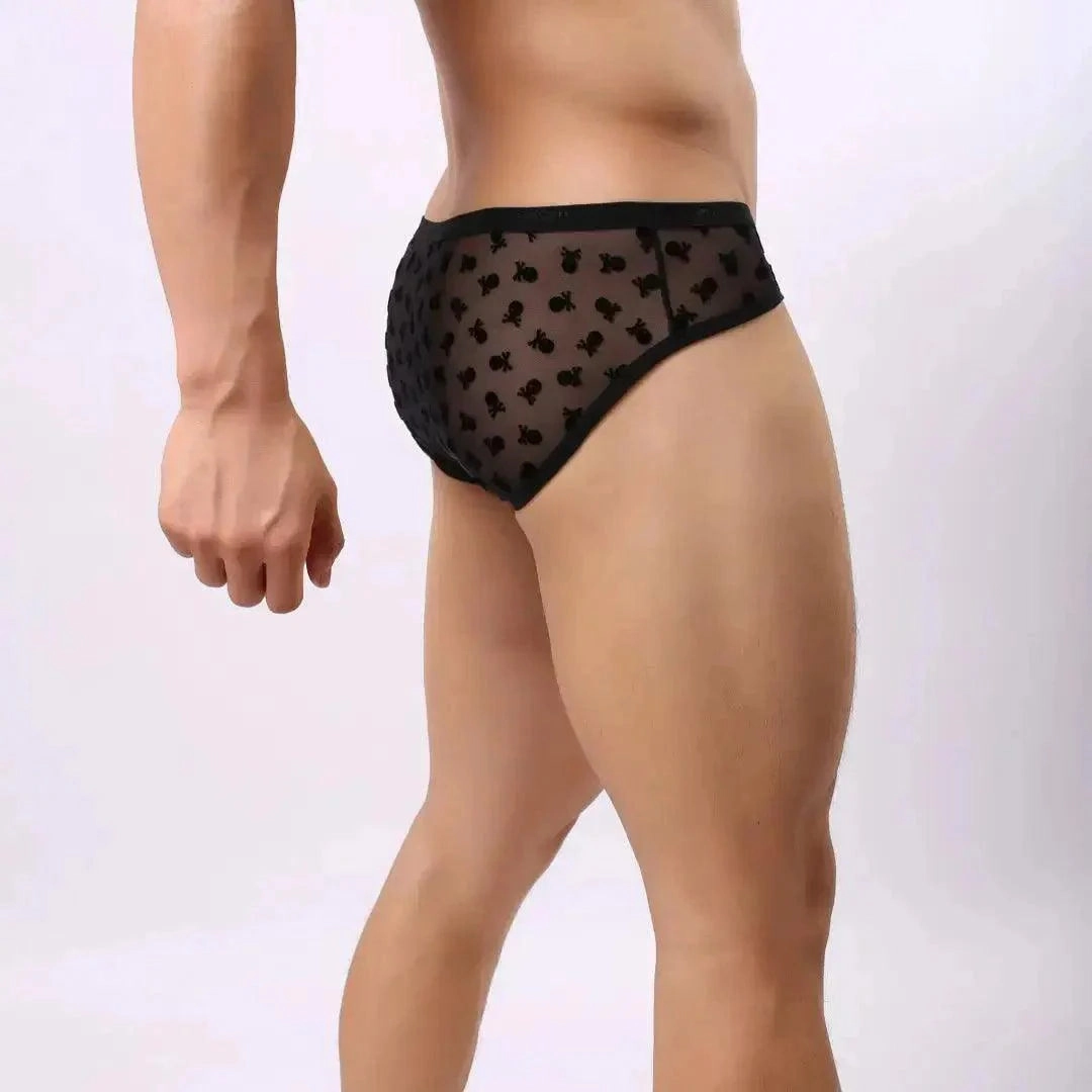 DomiGe Men's Mesh Briefs with Velvet Flocking & Sheer Design | Luxe Support