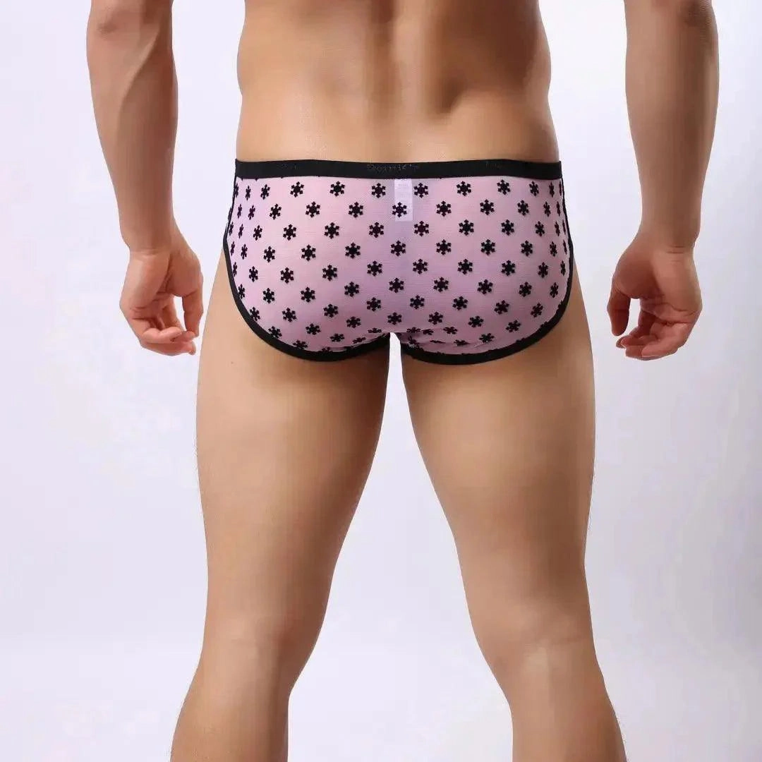 DomiGe Men's Mesh Briefs with Velvet Flocking & Sheer Design | Luxe Support