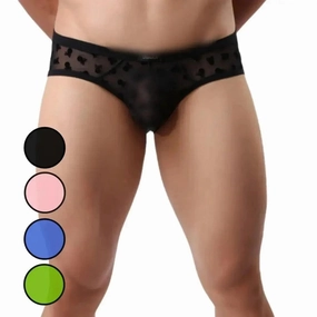 DomiGe Men's Mesh Briefs with Velvet Flocking & Sheer Design | Luxe Support