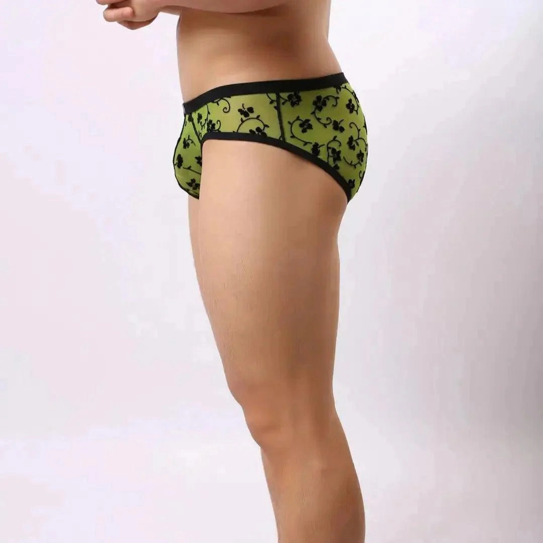 DomiGe Men's Mesh Briefs with Velvet Flocking & Sheer Design | Luxe Support