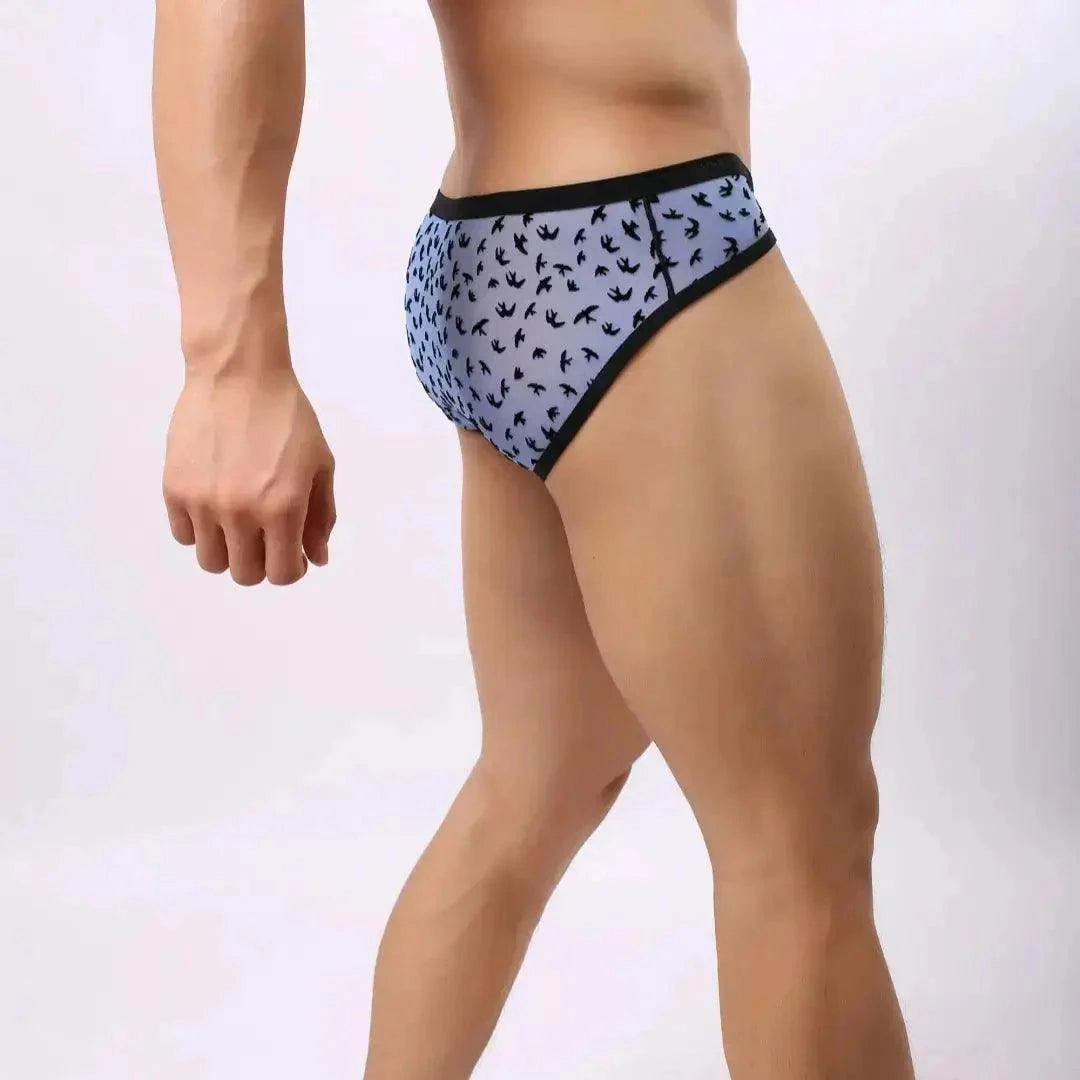 DomiGe Men's Mesh Briefs with Velvet Flocking & Sheer Design | Luxe Support