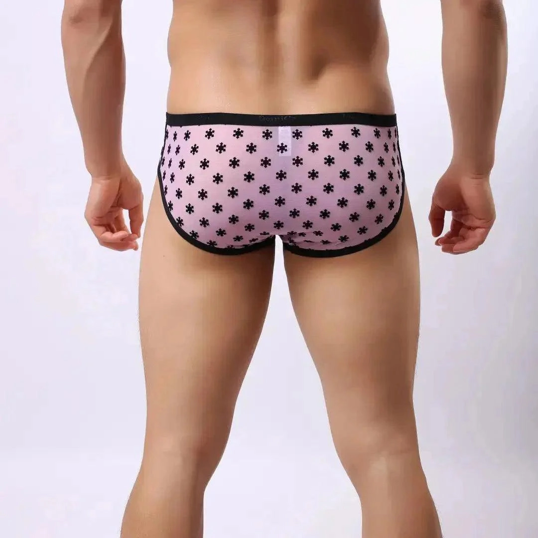 DomiGe Men's Mesh Briefs with Velvet Flocking & Sheer Design | Luxe Support