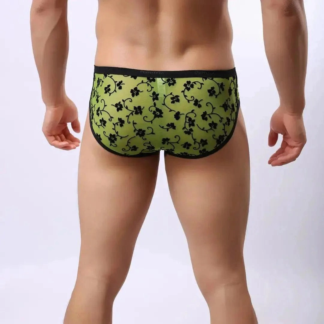 DomiGe Men's Mesh Briefs with Velvet Flocking & Sheer Design | Luxe Support