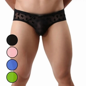 DomiGe Men's Mesh Briefs with Velvet Flocking & Sheer Design | Luxe Support