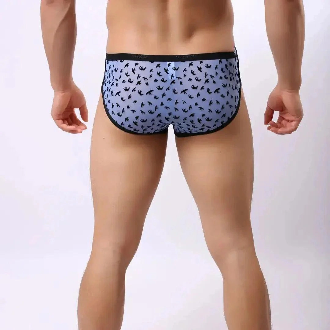 DomiGe Men's Mesh Briefs with Velvet Flocking & Sheer Design | Luxe Support