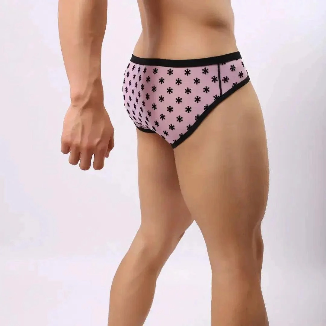 DomiGe Men's Mesh Briefs with Velvet Flocking & Sheer Design | Luxe Support