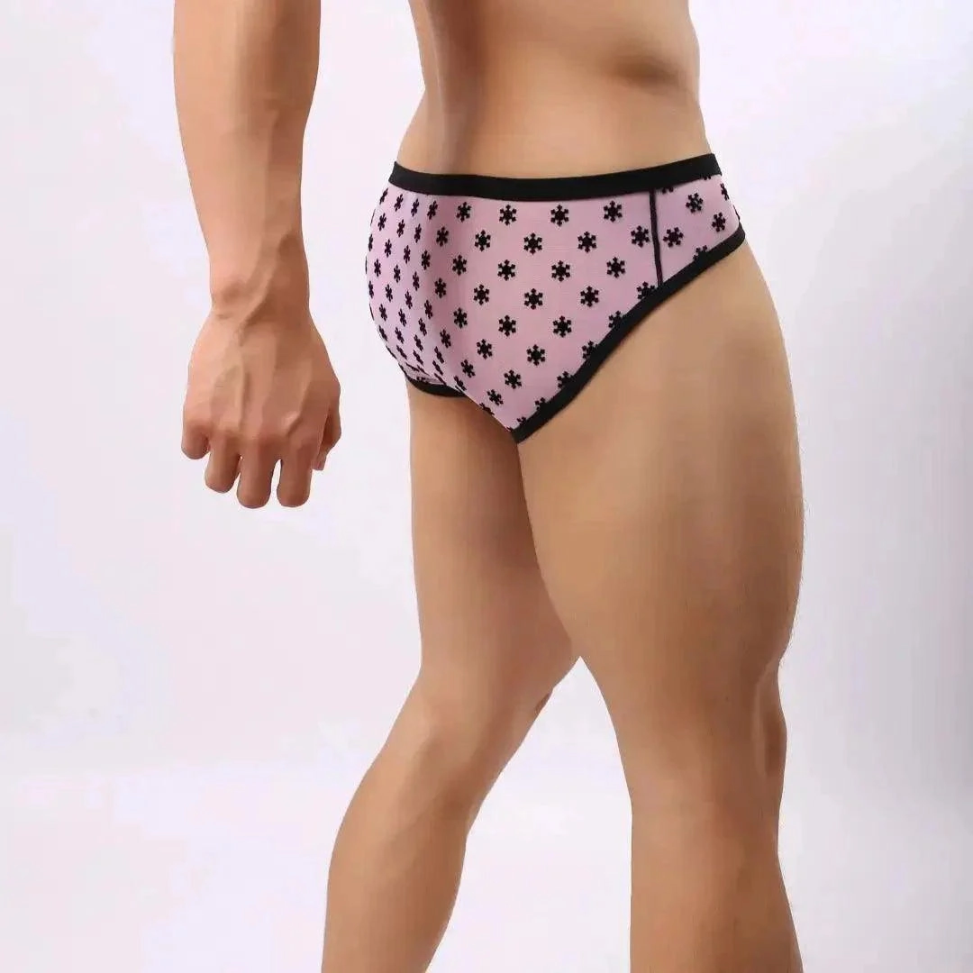DomiGe Men's Mesh Briefs with Velvet Flocking & Sheer Design | Luxe Support