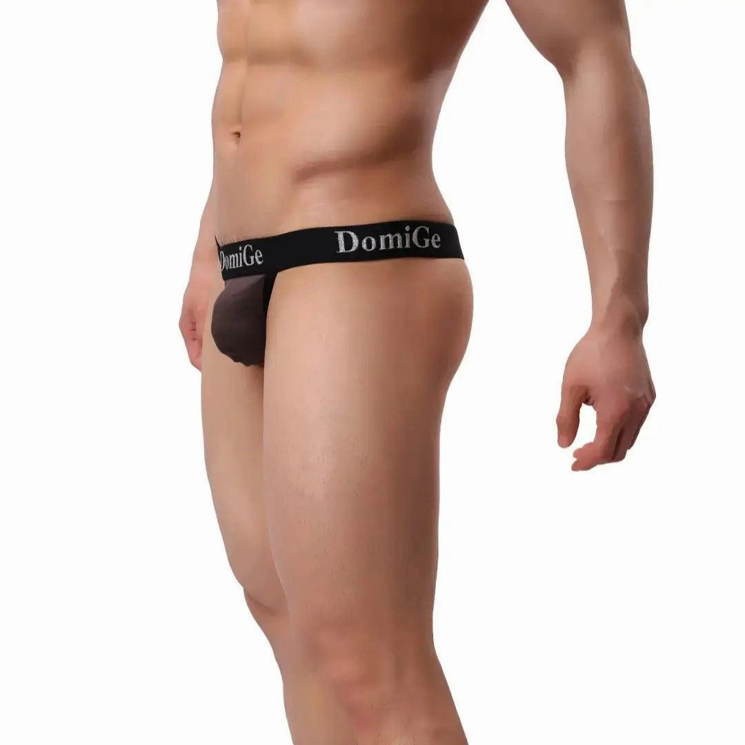 DomiGe Men's T-Back Thong Adjustable Waistband Logo Male Underwear