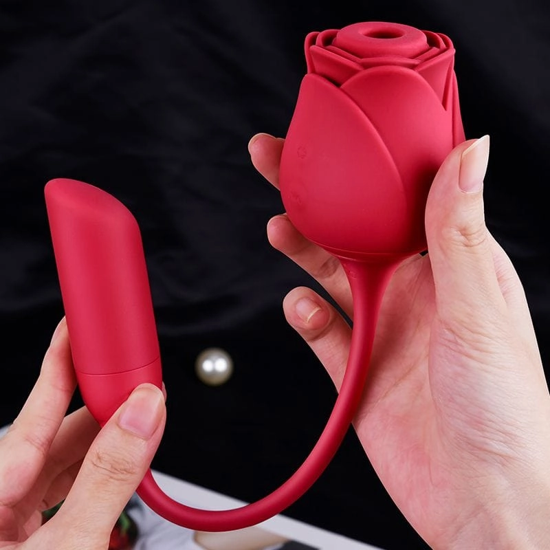 Erocome - Coronaborealis Rose Vibrating Sucking Clit Massager (Red)