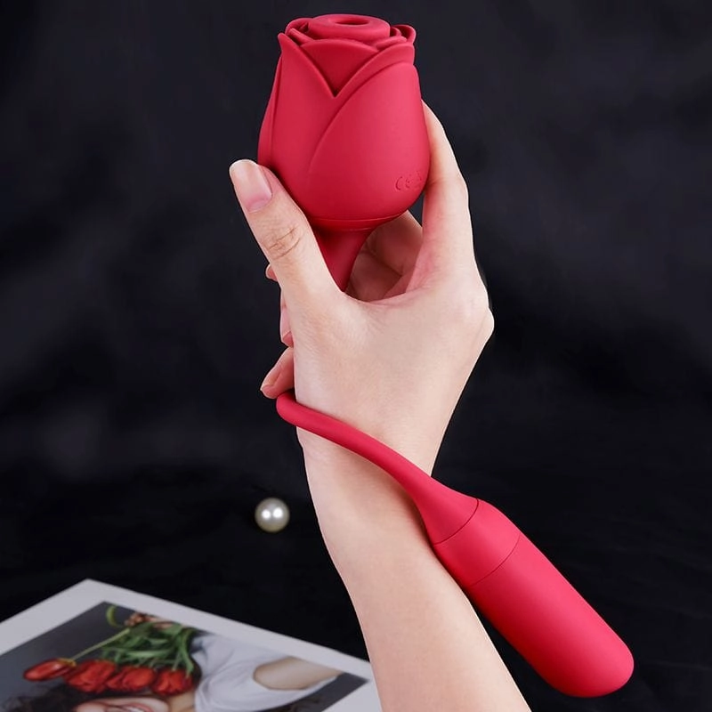 Erocome - Coronaborealis Rose Vibrating Sucking Clit Massager (Red)
