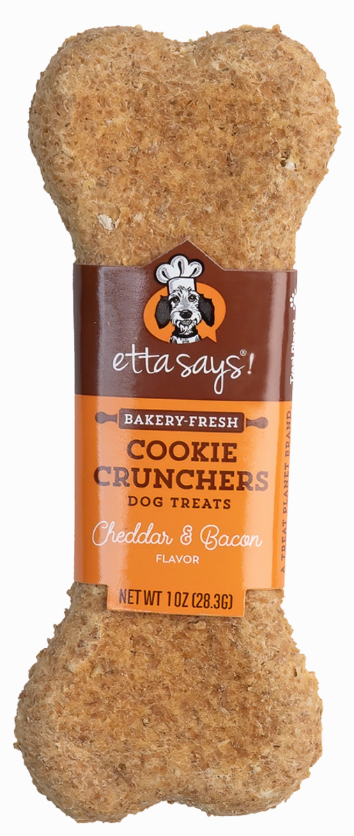 Etta Says Cookie Cruncher Cheddar and Bacon Flavor Biscuit Dog Treat