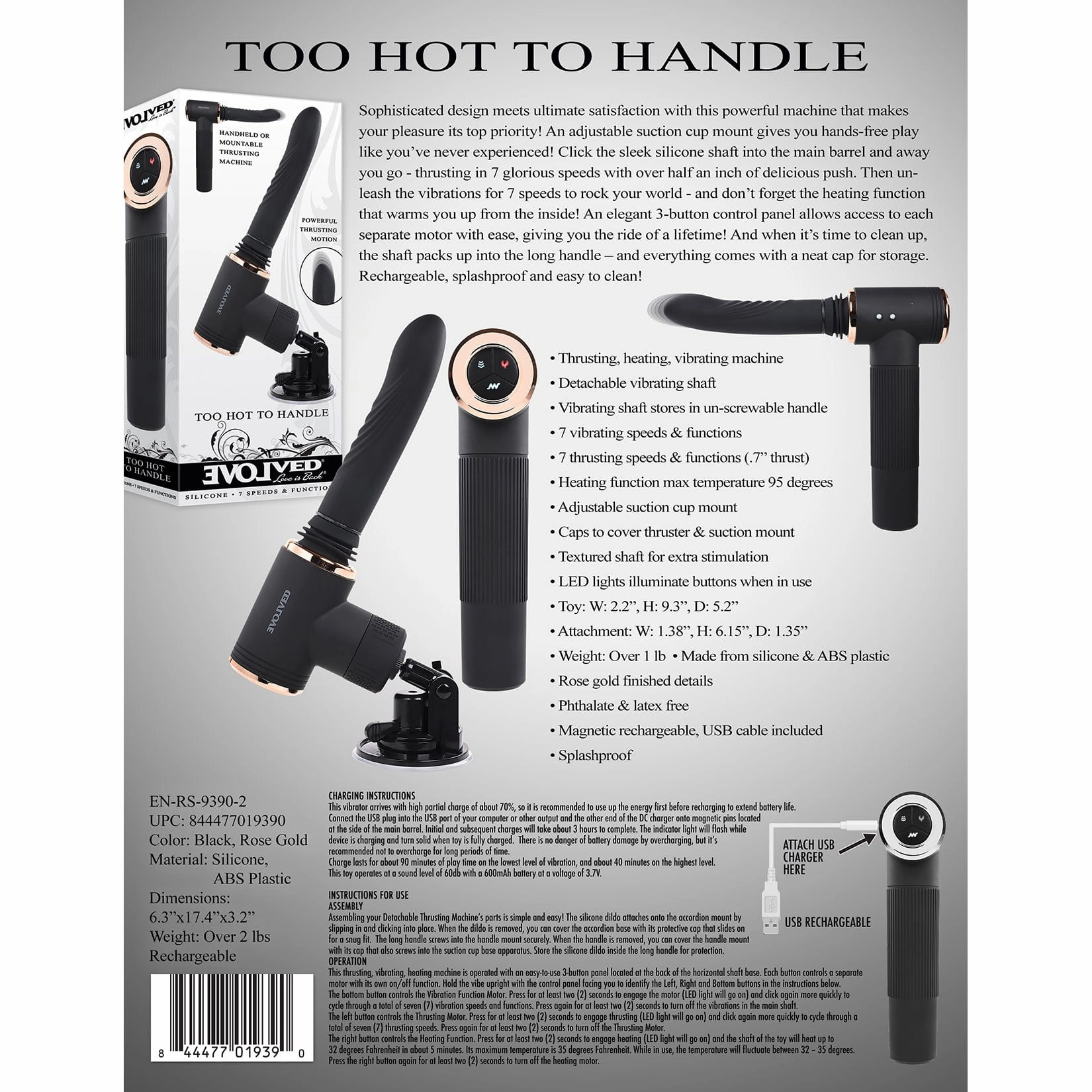 Evolved - Too Hot to Handle Mountable Thrusting Sex Machine (Black)