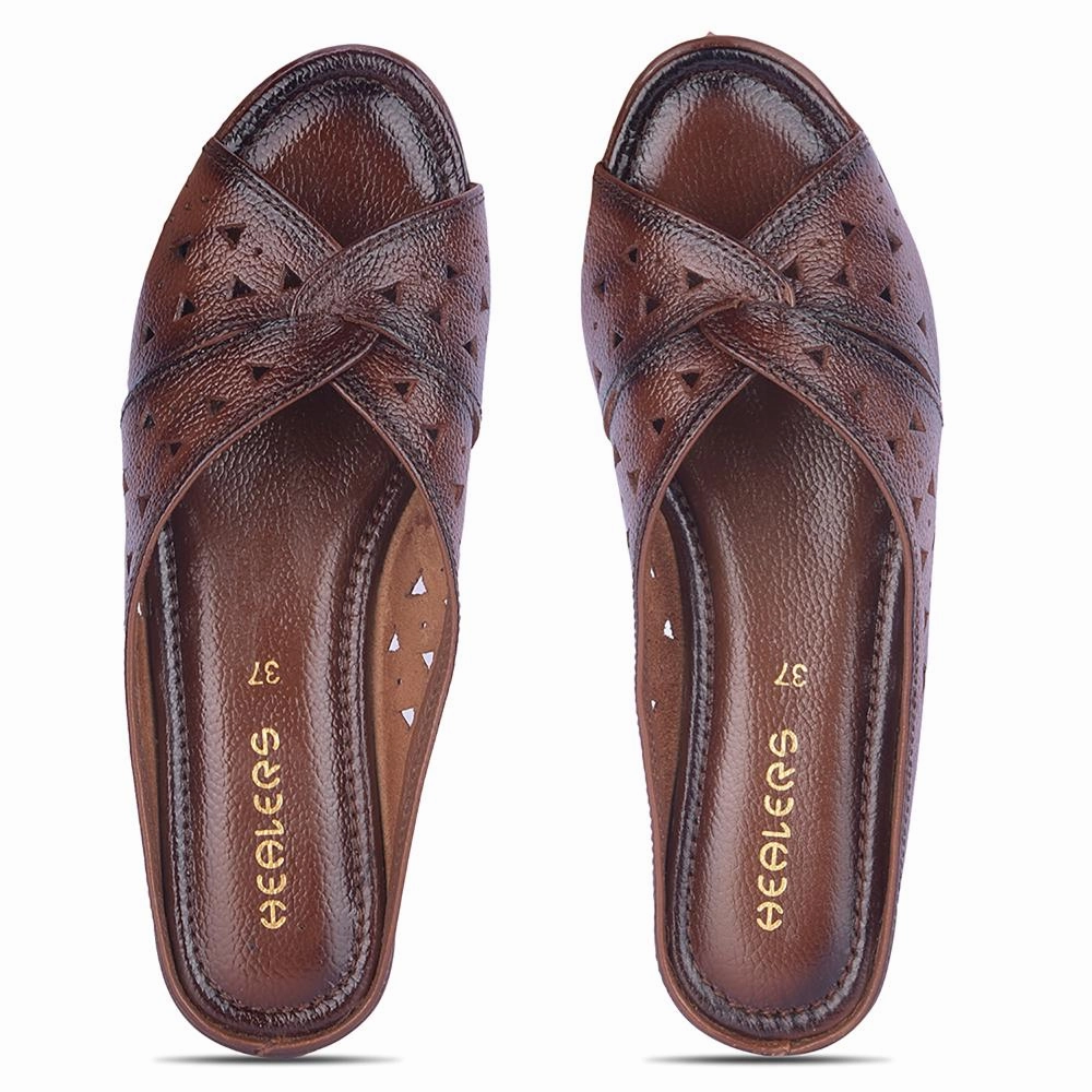 Healers Casual Tan Slippers For Women TLO-62 By Liberty