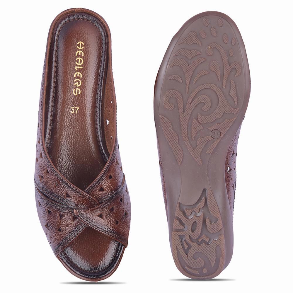 Healers Casual Tan Slippers For Women TLO-62 By Liberty