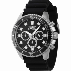 Invicta Men's Chronograph Watch - Pro Diver Black and Silver Tone Bezel Strap | 46085