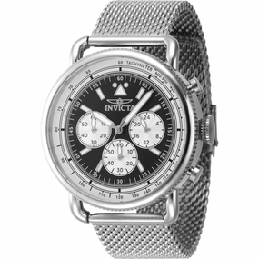 Invicta Men's Chronograph Watch - Speedway Black Dial Silver Mesh Bracelet | 47358