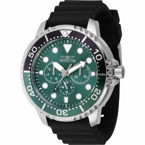 Invicta Men's Quartz Watch - Pro Diver Black and Green Bezel Silicone Strap | 47232