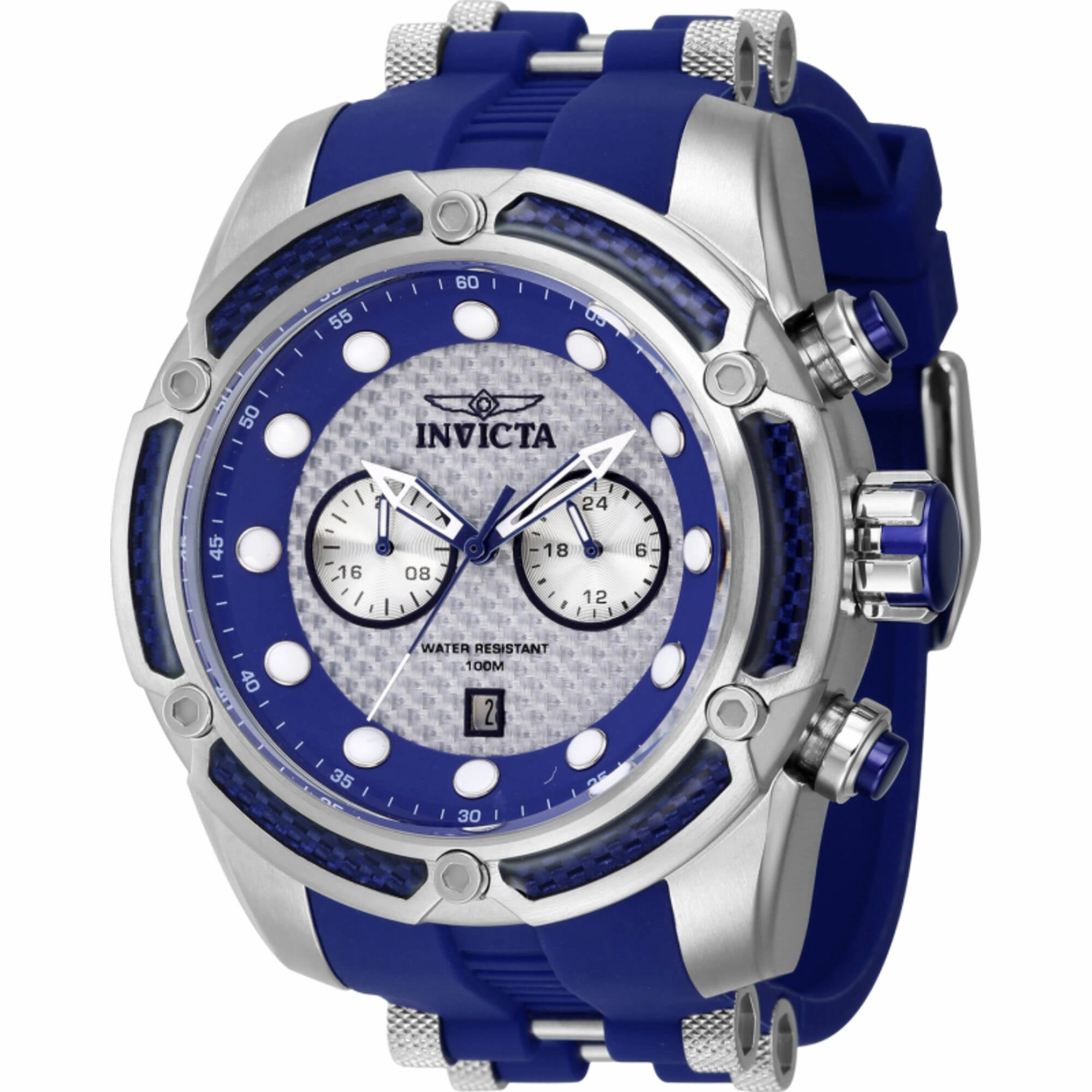 Invicta Men's Watch - Bolt Silver Tone and Blue Dial Steel and Silicone Strap | 42286
