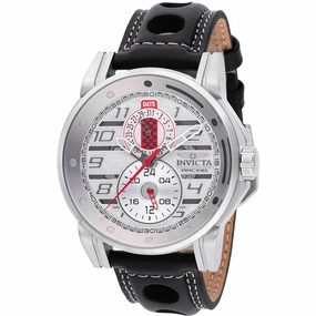 Invicta Men's Watch - Invicta Racing Quartz Silver Case Black Leather Strap | 47536