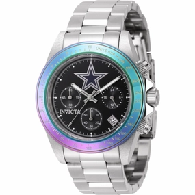 Invicta Men's Watch - NFL Dallas Cowboys Chronograph Black Dial Silver Steel | 44981