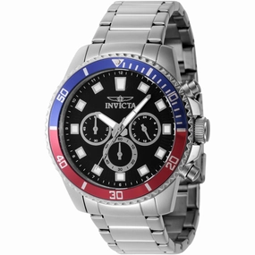 Invicta Men's Watch - Pro Diver Quartz Black Dial Silver Tone Bracelet | 46053