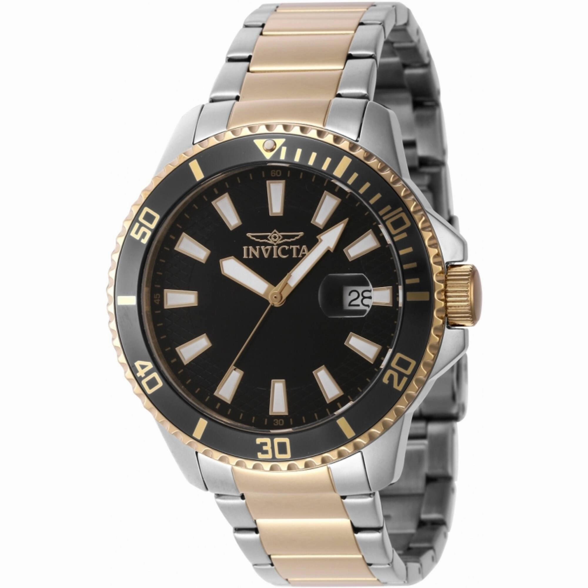 Invicta Men's Watch - Pro Diver Quartz Black/Gold Tone Bezel Two Tone Bracelet | 46141