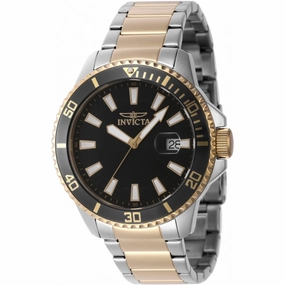 Invicta Men's Watch - Pro Diver Quartz Black/Gold Tone Bezel Two Tone Bracelet | 46141