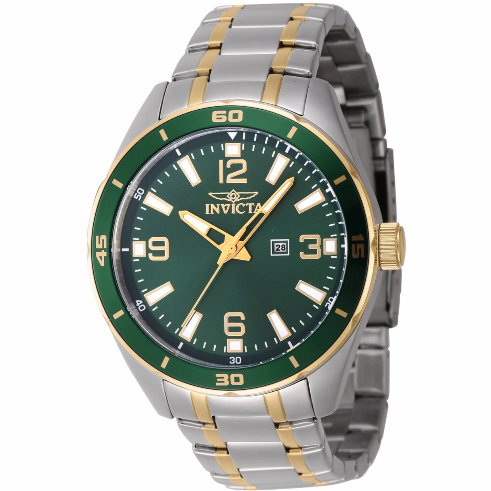 Invicta Men's Watch - Pro Diver Quartz Green Dial Two Tone Steel Bracelet | 46671