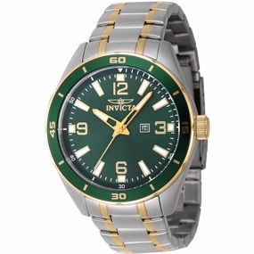 Invicta Men's Watch - Pro Diver Quartz Green Dial Two Tone Steel Bracelet | 46671