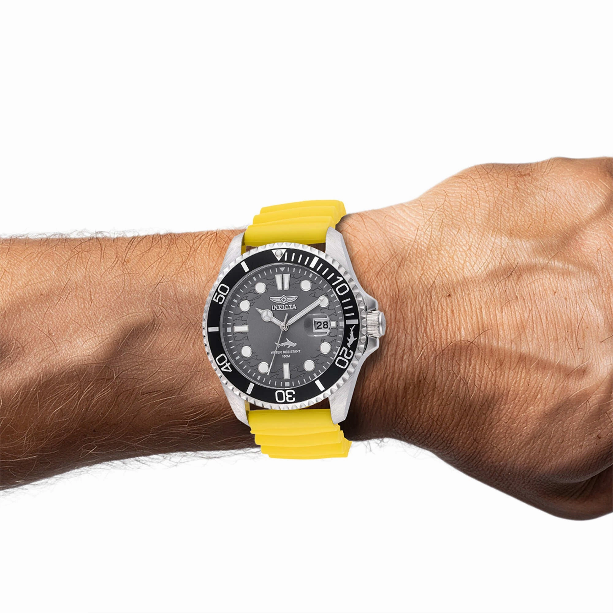 Invicta Men's Watch - Pro Diver Rotating Bezel Charcoal Dial Yellow Strap | 47163