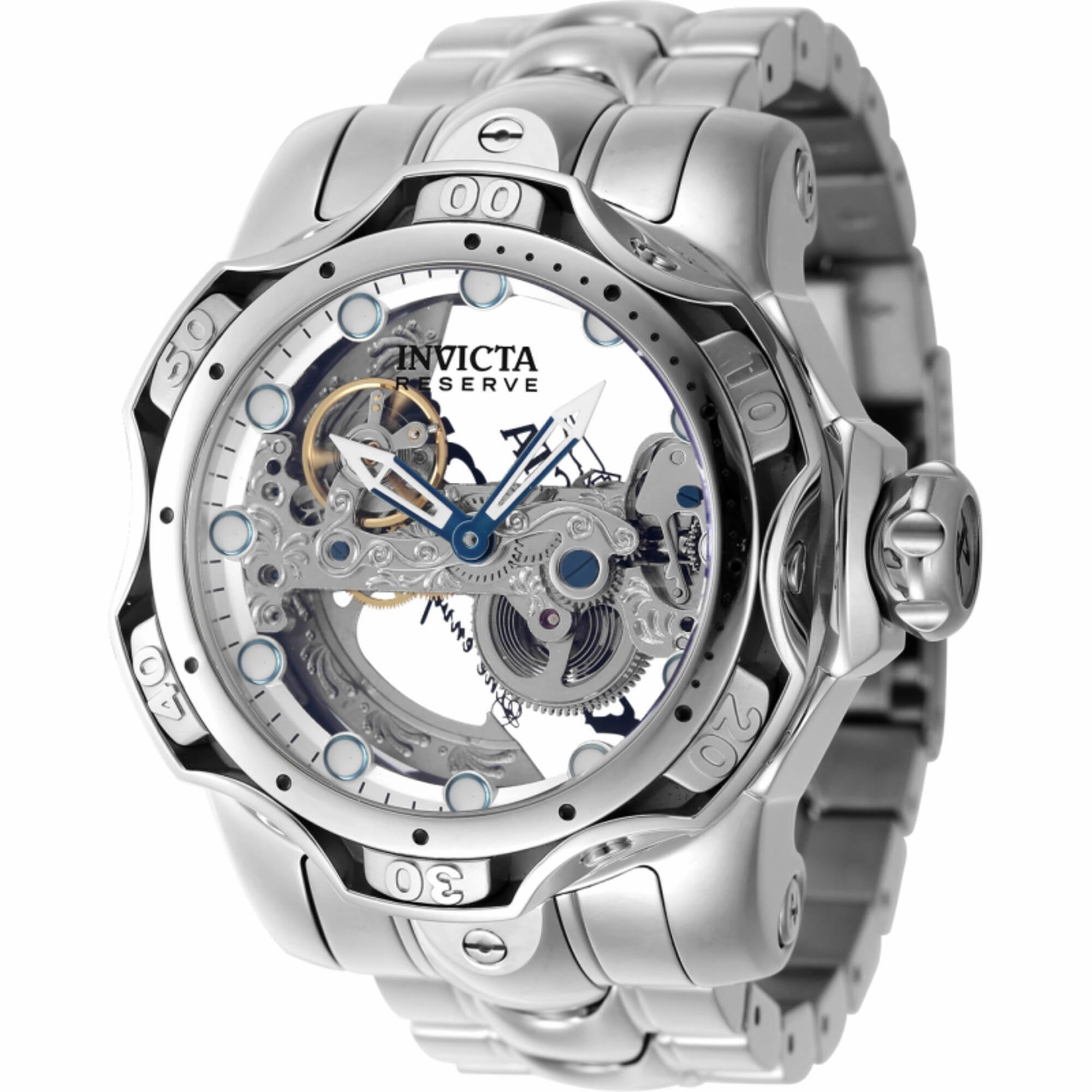 Invicta Men's Watch - Reserve Venom Ghost Bridge Dial Silver Steel Bracelet | 45485
