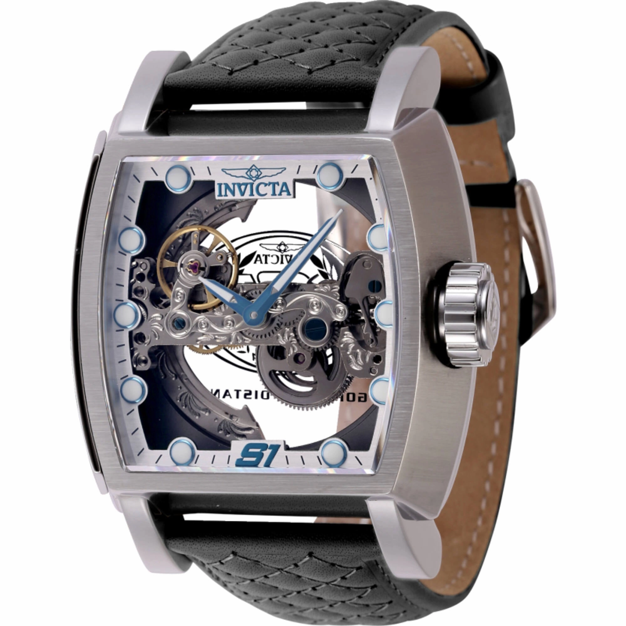 Invicta Men's Watch - S1 Rally Automatic Skeleton Dial Black Leather Strap | 45993