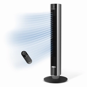 Lasko TDC401 WhisperForce DC Technology Tower Fan, 29 ft/s Airflow, Remote Control, Black