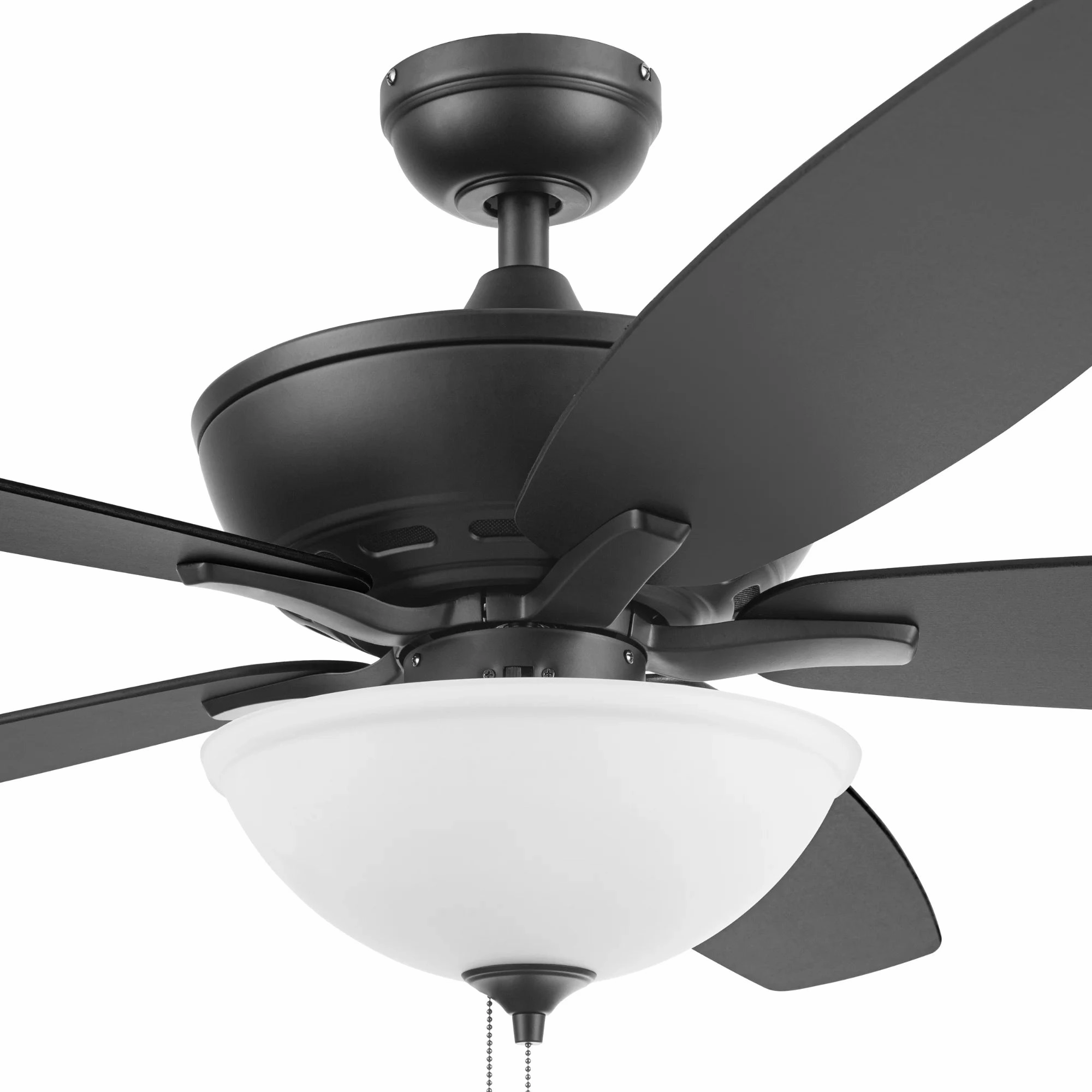 Mainstays 10464 60" Black Ceiling Fan with Light, 5 Blades, Reverse Airflow, Pull Chain Control, Matte Black