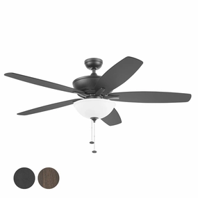 Mainstays 10464 60" Black Ceiling Fan with Light, 5 Blades, Reverse Airflow, Pull Chain Control, Matte Black