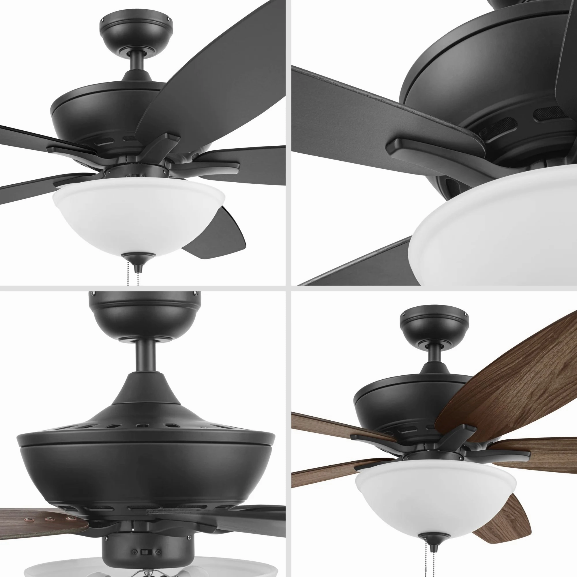 Mainstays 10464 60" Black Ceiling Fan with Light, 5 Blades, Reverse Airflow, Pull Chain Control, Matte Black