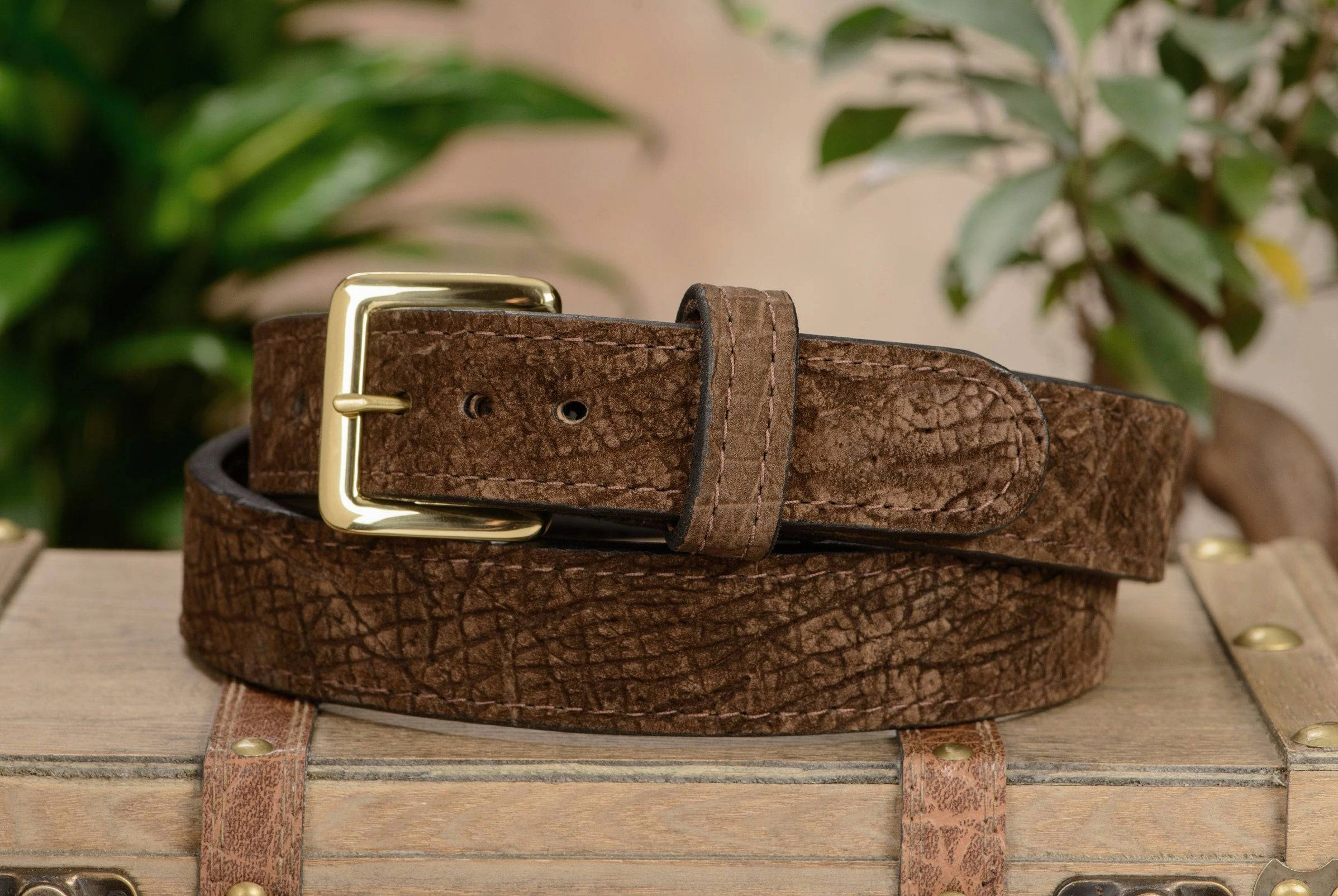 Men's Brown Hippopotamus Leather Belt