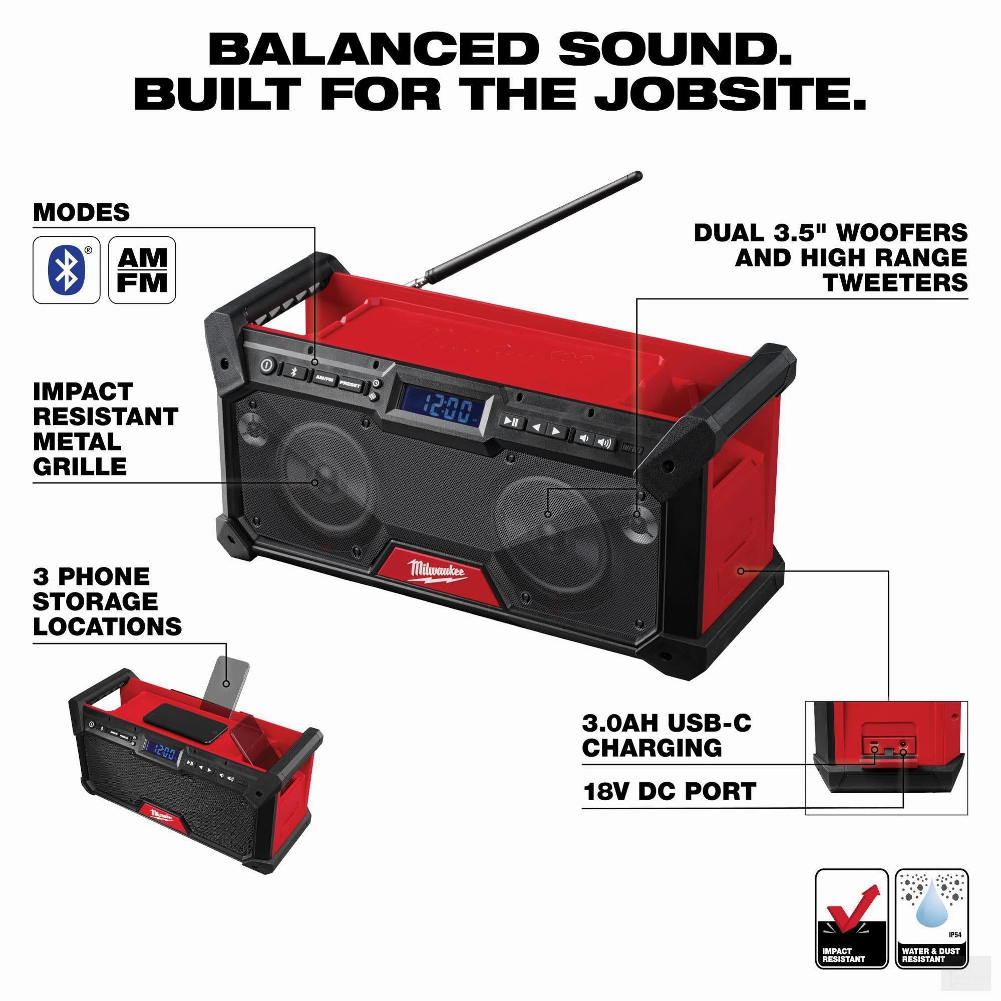Milwaukee M18 Cordless Jobsite Radio (2952-20)